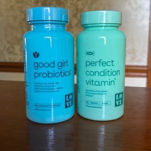 Love wellness good girl probiotics and perfect condition vitamin.